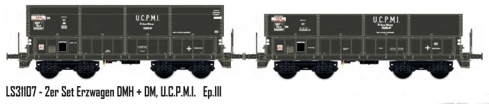 LS Models LS31107 - H0 - 2-tlg. Set Erzwagen UCPMI, SNCF, Ep. III